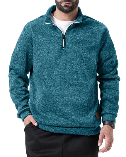 Men's Half Zipper Long Sleeved Sweatshirts Solid Color Stand Collar Pullovers Outdoor Solid Color Lightweight Streetwear
