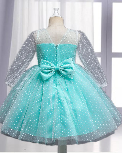 Flower Girl Wedding Dress Kids Pink Birthday Party Bow Princess Clothes Baby Evening Gala Costume Summer Ruffle Sleeve Tutu Gown