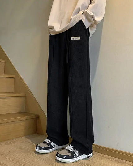 New Extended Pants for Men Tall and American Retro Waffle Guard Pants Straight Leg Loose Hanging Casual Pants