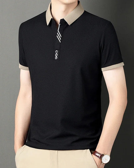 Men's Solid Color Casual Fashion Short Sleeve Polo Shirt Summer Comfortable Top for Business And Leisure