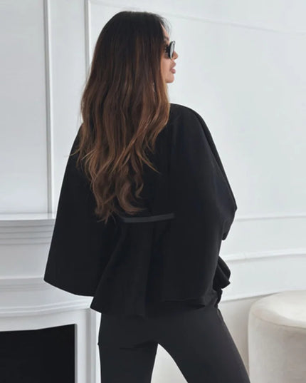 Woolen Cloak Cape Coat Women Elegant Stand Collar Oversize Batwing Sleeve Lady Jacket 2024 Autumn Winter Fashion Woman Ponchos