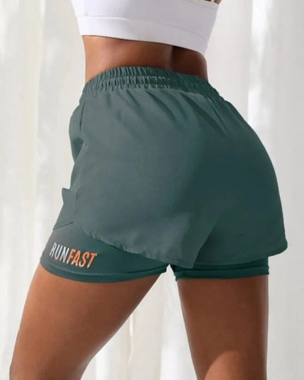 Women's High Rise Yoga Shorts With Elastic Proximity Control Running Shorts, Fake Two Pieces Pants