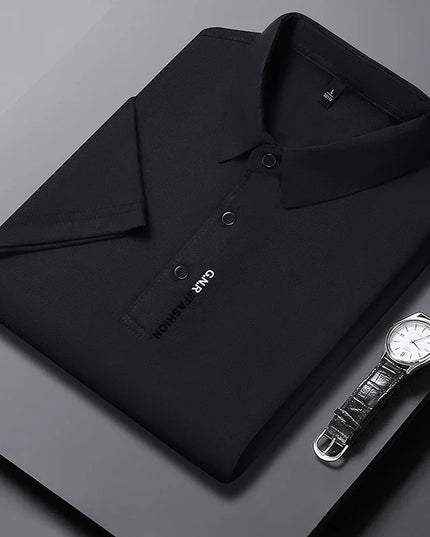Men's Short Sleeve Solid Color Polo Shirt Breathable Comfortable Elastic Top New Arrivals Casual Business Style