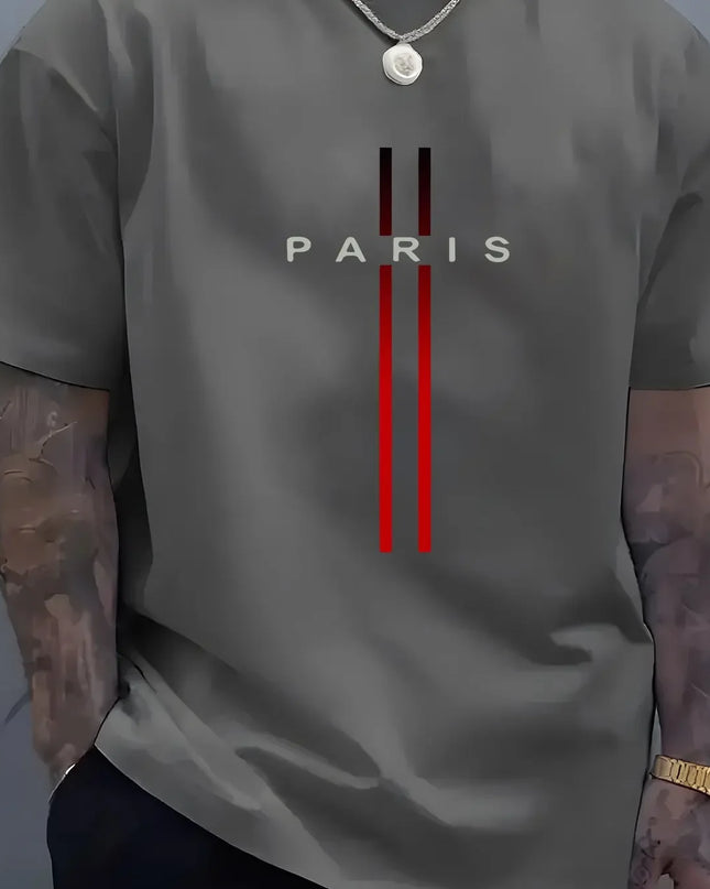 Summer Trend Men and Women Pure Cotton Casual Loose Fit Paris Letter Pattern Printed Round Neck Short Sleeve T-shirt Fitness Top