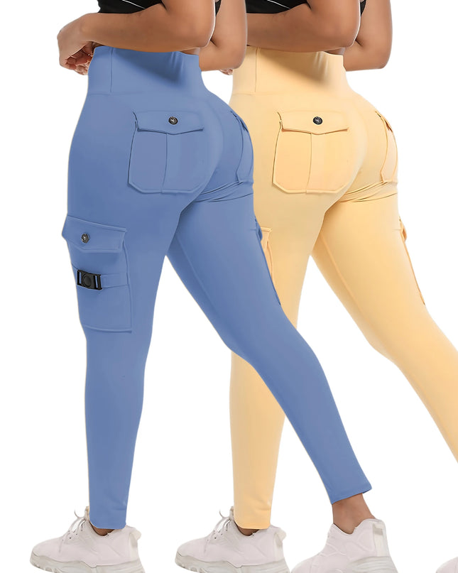 High Waist Stretch Yoga Pants Workout Tights for Women 2-pack Leggings Solid Slim Fit Fitness Female Sweatpants Quick Drying