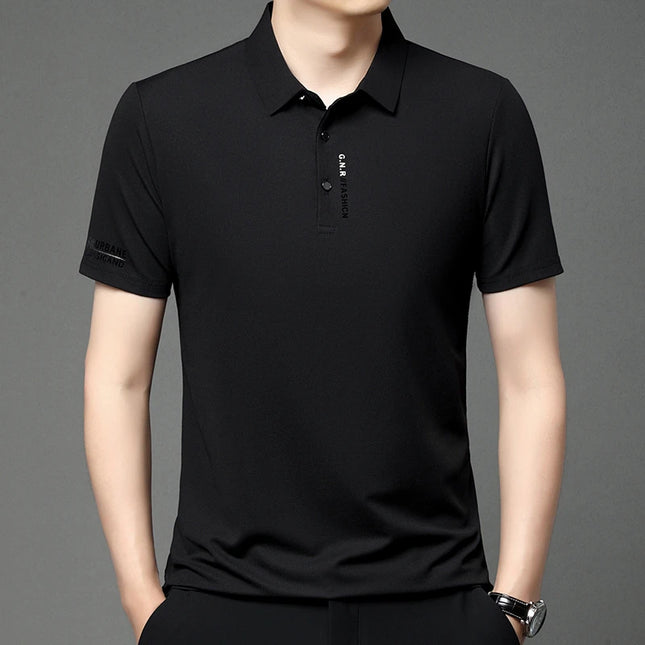 2024 Summer New Men's Business Casual Solid Color Short Sleeved POLO Shirt Comfortable and Cool Fashion T-shirt
