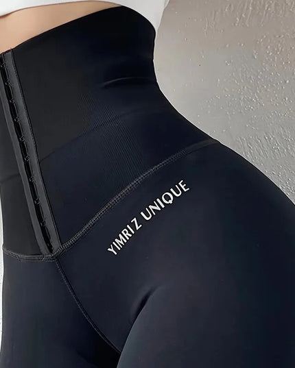 Breasted Yoga Pants WOMEN'S Abdominal Compression Fitness Wear High Waist Hip Lift Peach Tight Sports Shape Shark Skin