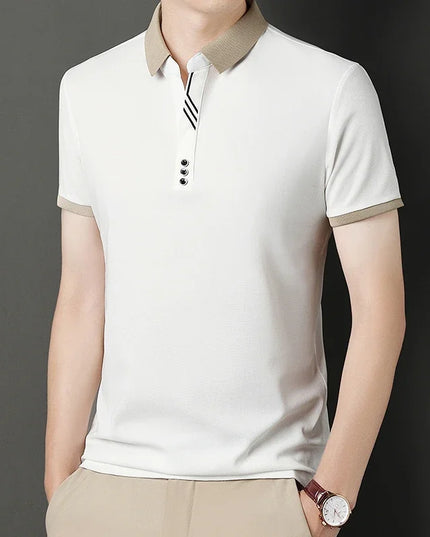 Men's Solid Color Casual Fashion Short Sleeve Polo Shirt Summer Comfortable Top for Business And Leisure