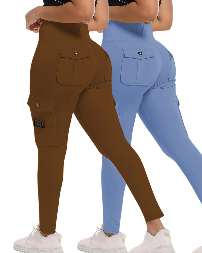 High Waist Stretch Yoga Pants Workout Tights for Women 2-pack Leggings Solid Slim Fit Fitness Female Sweatpants Quick Drying