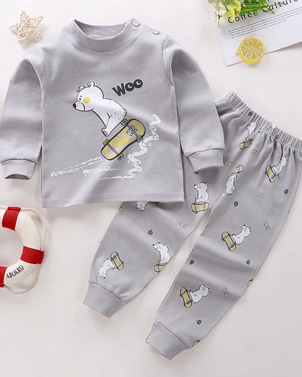 2024 New Baby Cotton Home Clothes Children's Class Suit Boys Girls Pajamas Kids Long T-shirt + Pants