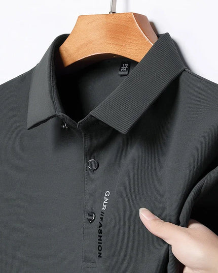 Men's Short Sleeve Solid Color Polo Shirt Breathable Comfortable Elastic Top New Arrivals Casual Business Style