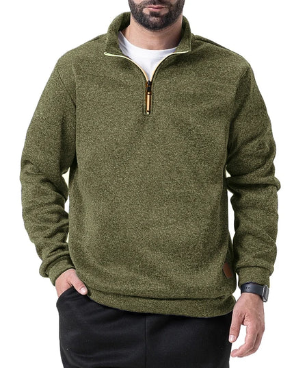 Men's Half Zipper Long Sleeved Sweatshirts Solid Color Stand Collar Pullovers Outdoor Solid Color Lightweight Streetwear